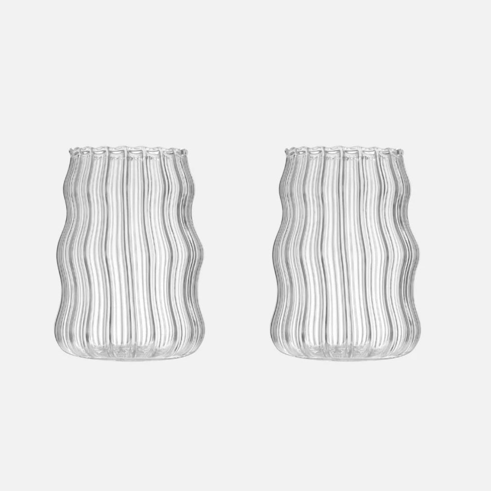 2er Set 'Stripe Wave' Borosilikatglas (540ml) - Namsalhome