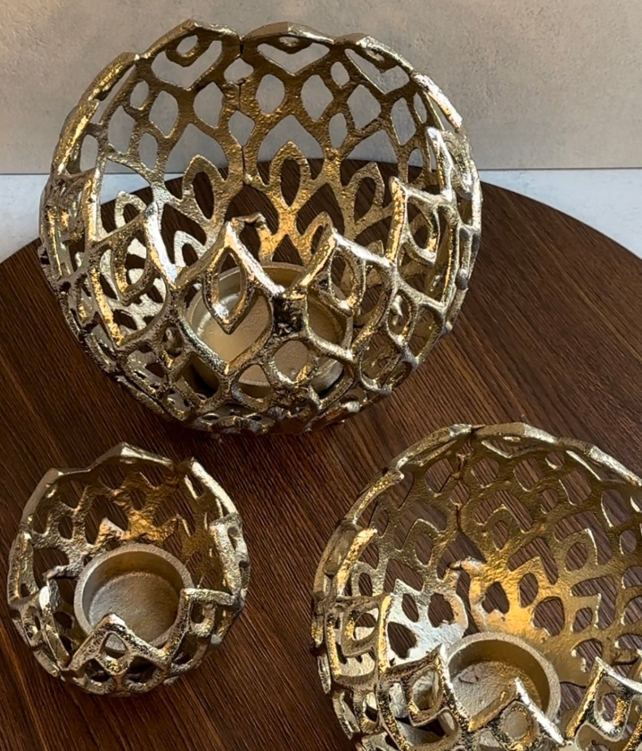 3er Set 'Pfau' Kerzenhalter Gold - Namsalhome