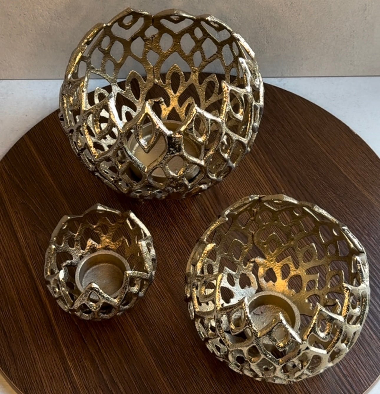 3er Set 'Pfau' Kerzenhalter Gold - Namsalhome