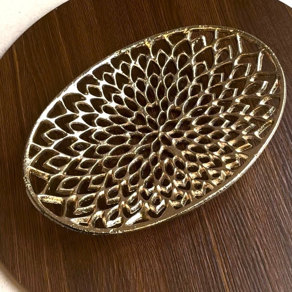 'Pfau' Gold-Dekoschale Oval in 3 Größen - Namsalhome