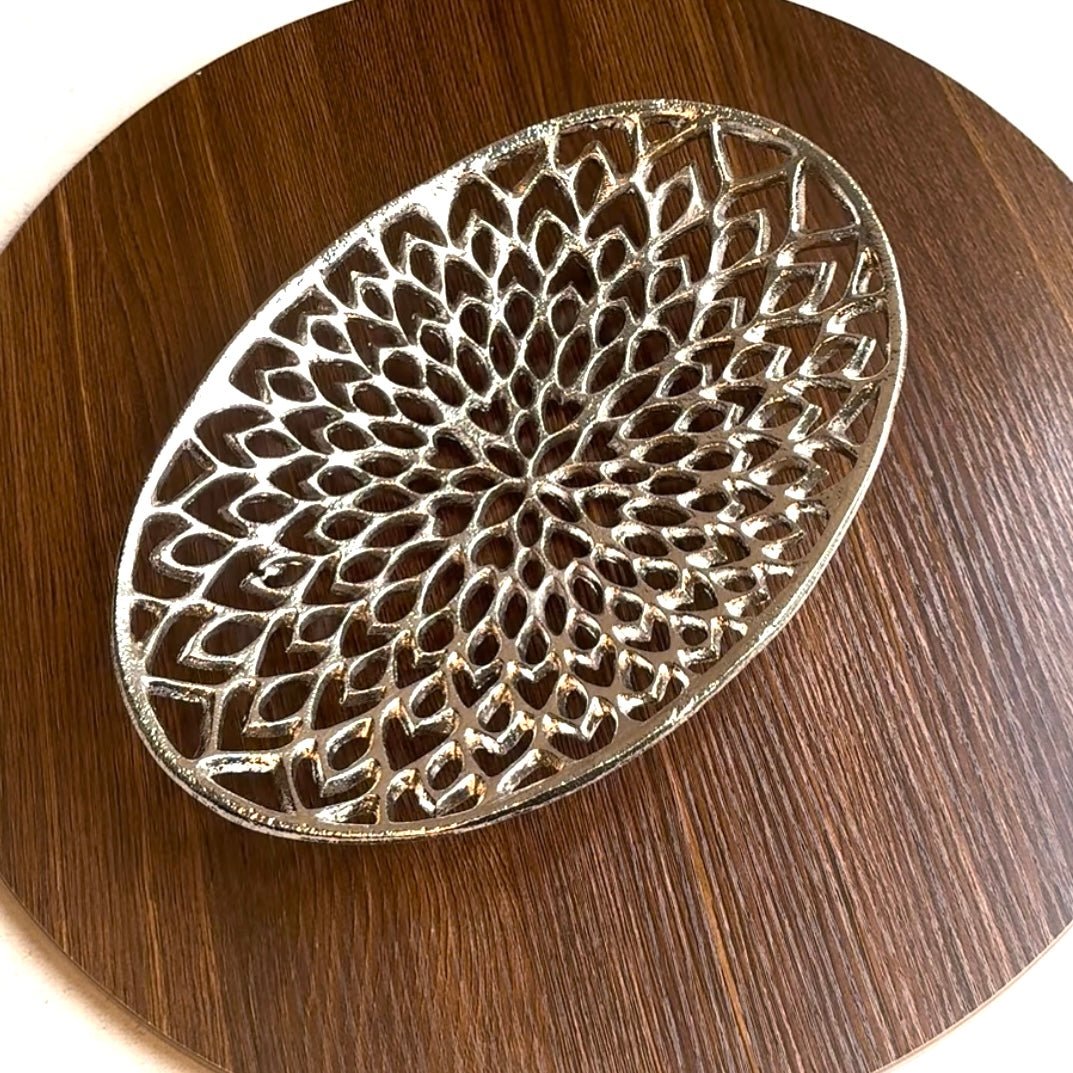 'Pfau' Silber - Dekoschale Oval in 3 Größen - Namsalhome